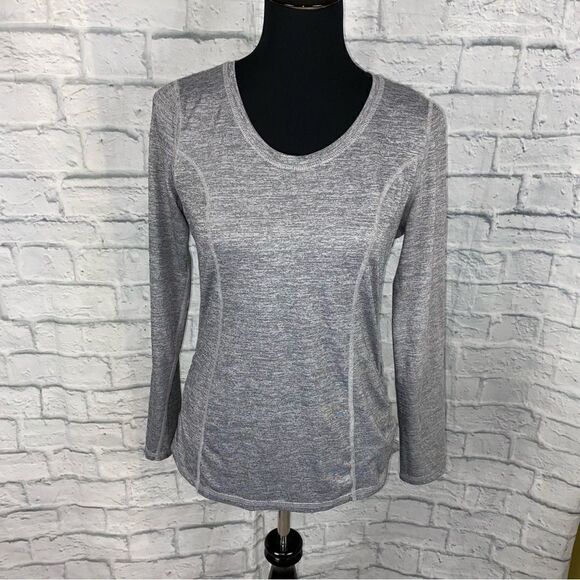 Athletic works Longsleeve scoopneck hi low stripe top w/scrunch sides sz Small - Picture 1 of 12